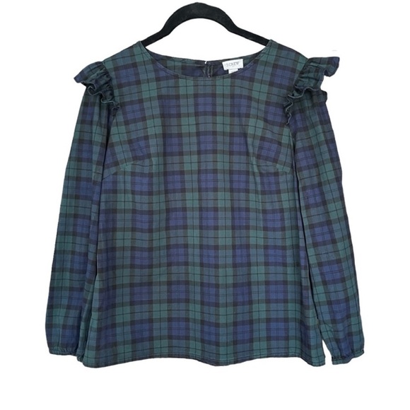 J. CREW Tartan Plaid Ruffle Top - Picture 2 of 10